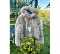 Giubbotto Giacca Pelliccia Eco Fur Donna con Cappuccio Moda Lusso 4 COLORI