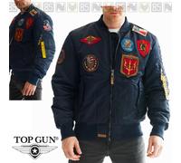 TOP GUN Giubbotto Bomber MA-1 Aviatore 8 Patch Invernale Nero