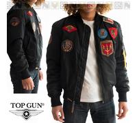 TOP GUN Giubbotto Bomber MA-1 Aviatore 8 Patch Invernale Nero