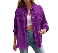 Giubbotto Jeans Donna- Giacca Denim Donna- Donna Ragazze Casual Giacche di Jeans Manica Lunga Outerwear Giubbino Denim Giacca Primaverile Donna Curvy Giubbino Leggero Donna per Il Tempo Libero