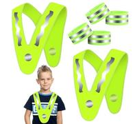 Giubbotto Luminoso per Bambini Giubbotto Visibile Gilet di Lavoro 2 Pezzi Gilet Alta visibilità, 4 Catarifrangente Braccialetti Ciclismo, Jogging, Passeggiate,Sport-Adatto per Uomini e donneKey