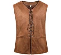Giubbotto Medievale Marrone Scuro retrò vichinga Giubbotto Rinascimentale Uomini gotici Costume Pirata a Vapore Uomo per i Cosplay di Halloween s