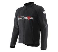 DAINESE - Herosphere Air Tex Jacket, Giacca Moto in Tessuto, Ventilata e Estiva, Uomo, Nero/Bianco a Strisce/Rosso, 44