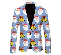 Giubbotto natalizio da uomo, con scritta in lingua inglese "Natale" divertente, con motivo natalizio, giacca di Natale, comoda vestibilità slim fit, giacche di Natale con tasche con risvolto blazer
