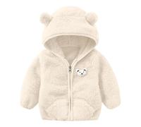 Giubbotto Neonato Con Cappuccio Giacca in Pile Per Bambini E Bambine Con Orecchie Orso Calda Giacca Cartoon Calda Capispalla Autunno Invernale in Fleece Neonati 0-24 Mesi (Beige #1, 0-3 Months)