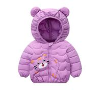 Giubbotto per neonato blu neonato bambina piumino invernale carino orecchie d'orso cappotti con cappuccio giacca leggera outwear bambino giacca invernale, Lilla, 4-5 Jahre