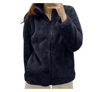 Giubbotto Pile Donna Invernale con Colletto Montante e Zip Giacca Mezza Stagione Termica Trapuntata Giubbino Cento Grammi Primaverile Autunnale Vento Bomber Elegante Curvy Leggero Casual,Nero,XL