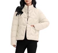 Giubbotto Piumino Donna Le Camelie Invernali Women Quilted Winter Long Sleeve Stand Neck Lightweight Puffer Outerwear Piumino Invernale Donna Lungo Curvy White XXL