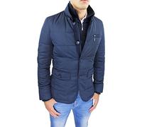 Giubbotto Piumino Uomo Sartoriale Blu Casual Elegante Giacca Cappotto Nuovo Invernale con Gilet Interno (XL)