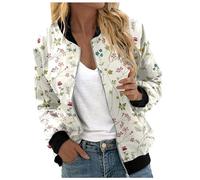 Giubbotto Primaverile Donna- Bomber Donna Elegante Bomber Casual Zip Up Solido Cappotto Antivento Giacca Outwear Giacca a Vento con Tasche Giacca Donna Estate Giacca per Il Tempo Libero Giacchetto