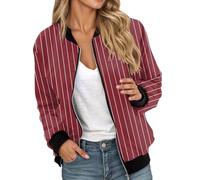 Giubbotto Primaverile Donna Bomber Giacca da Pilota a Vento Zip-Up Maniche Lunghe Jacket Molla Felpa con Zip per Il Tempo Libero