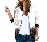 Giubbotto Primaverile Donna,Casual Zip Up Solido Cappotto Casual Colletto Alto Giacca Giacchetto Antivento Outwear Mezza Molla per Il Tempo Libero