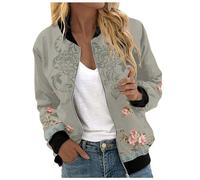 Giubbotto Primaverile Donna- Giubbottino Bomber Elegante Bomber Casual Zip Up Solido Cappotto Antivento Giacca Outwear Giacca a Vento con Tasche Giacca Donna Estate Giacca per Il Tempo Libero Giacche