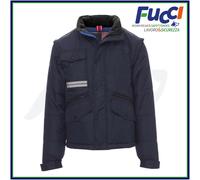 PAYPER FIGHTER 2.0 Giubbino uomo da lavoro 100% poliestere maniche staccabili cappuccio richiudibile tasche porta badge smartphone Blu Navy/Blu Royal (L)