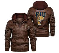 Giubbotto Uomo Invernale Florida International University, Giacca In Antivento Impermeabile, Jacket Racer Moda Adatto Alle, Casuals(Brown,S)