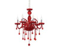 Giudecca sp6 lampadario in vetro rosso pendagli cristallo molato 6 luci