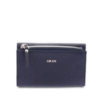 Giudi ® - Portafoglio in pelle vitello, vera pelle, portafoglio Donna, chiusura zip e bottone, un comparto, porta monete, porta tessere, Made in Italy (Blu) - 7661/LGP/AE-07