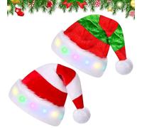 Giugio Cappello di Natale, 2 pezzi, cappello con luce LED, cappello di Babbo Natale, cappello di peluche, cappello di Natale