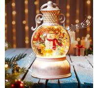 Giugio Decorazione natalizia, sfera di neve a LED con musica e luce, lanterna a sfera in vetro con soffietto di neve, luce LED bianca calda, regalo per feste di Natale, decorazione per la casa (A)