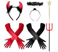 Giugio Halloween Angelo Diavolo Dress Up, Costume da diavolo, Angelo Aureola Corna Diavolo Bacchetta Magica a Stella Diavolo Forchetta Guanti, per Halloween Carnevale Mascherina Cosplay Festa