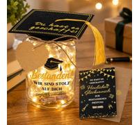 Giugio Regalo di laurea, luce a LED per bottiglia con scritta, laurea, esame superato, Schön dass es dich gibt, regali a LED, regalo di laurea, idea regalo