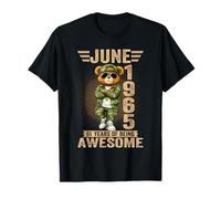 Giugno 61 Compleanno Decorazioni Uomini 61yr 1965 61th Teddy Bear Maglietta