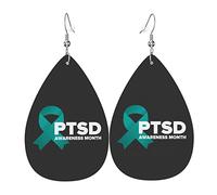 Giugno è il mese della consapevolezza del disturbo da stress post-traumatico Orecchini in pelle PU Orecchini Earbob Orecchini pendenti a goccia per matrimonio da sposa per ragazze da donna