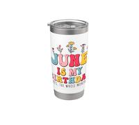 Giugno è il mio compleanno Sì Tutto il mese Floral Groovy Flower Bicchiere termico in acciaio inox doppia parete