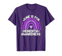 Giugno è per la consapevolezza della demenza Alzheimers Purple Rainbow Maglietta