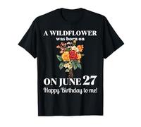 Giugno Nascita Fiore Rosa E Caprifoglio Giugno 27 Compleanno Maglietta