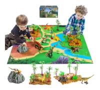 GIUHAT Dinosauri per Bambini 3-6 Anni, Figure Dino & Tappeto da Gioco | SET DINOSAURI COMPLETO - Regali per Bambini con Grande Tappeto da Gioco, 30 Accessori, Dinosauro Giocattoli Giochi, T-Rex