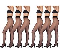 Giulia Collant lisci e setosi da donna, 40 denari, non rinforzati, 40 Den (set da 6) nero, L