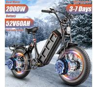 Giulietta III bici elettrica 2000W doppio motore Brushless 52 v60ah batteria freno idraulico bicicletta elettrica 20*4.0 pollici Fat Tire E-Bike Black 2000W 52V60AH Delived time 3-7Days