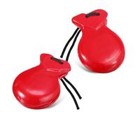 Giuneuow 2 Pezzi di Castagnette Spagnole con Stringa, Castagnette Tradizionali In Legno per Percussioni A Mano Flamenca (Rosso)