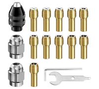 Giuneuow Set di Pinze per Mandrini da Trapano da 16 Pezzi, Set di Pinze per Mandrini da Trapano da 1/32 A 1/8 di Pollice con 11 Pinze In, 3 Mandrini, 2 Chiavi Inglesi