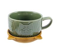 Giuneuow Tazza Giapponese Tazza da caffè nel Ceramica Creativa Shiba Inu Panda con Coperchio Tazza da Colazione per La Casa Coppia Tazza d'Acqua (Verde)