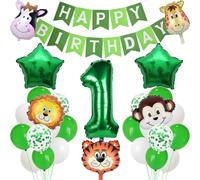 Giungla Decorazione di compleanno 1 anno Decorazione di compleanno Giungla Decorazione di compleanno per bambini 1 anno Safari Animal Decorazione di buon compleanno 1° compleanno Boy Wild One Safari B