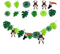 Giungla, decorazione per compleanno, foglie artificiali, foglie di palma tropicale, colore verde, decorazione della giungla, foglie di palma, decorazione per feste hawaiane, feste in giardino