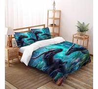 Giungla dei Dinosauri Set Di Biancheria Da Letto Per 3 Pezzi Con Stampa 3D Fantasy JungleAnimals Copripiumino Con 2 Federe in Microfibra Morbida E Leggera Super King（260x220cm）