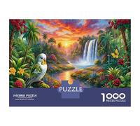Giungla tropicale Puzzle Fai Da Te 1000 Pezzi Cartone Spesso Cascata arcobaleno Legame Familiare Famiglia, Divertimento Giorni Pioggia, 38x26cm/1000pcs