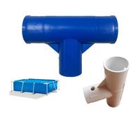 Giunto a T per tubo da piscina, connettore a gomito dritto a 3 vie da 40 mm, robusto adattatore per telaio in plastica PP, giunto impermeabile a prova di perdite, per piscine all'aperto (blu)