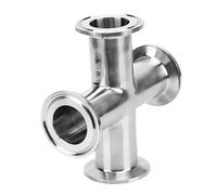 Giunto a tre vie 3/4" 1” 2“ 3” 4” Tubo OD 19mm-102mm Raccordo a croce in acciaio inossidabile a 4 vie Tri Clamp Feerule OD 50,5-119mm(45mm x ferrule 64)