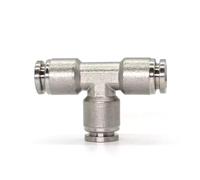 Giunto a tre vie Tubo del gas SS304 Pneumatico a 3 vie Raccordi pneumatici PE tipo T 304 a inserimento rapido Tubo del gas in acciaio inossidabile da 4-16 mm(4x4mm)