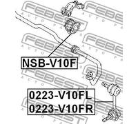 Giunto barra stabilizzatrice Assale anteriore Dx Asta del pendolo 0223-V10FR
