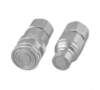 Giunto rapido idraulico con valvola per NPT 1/4 3/8 1/2 3/4 pollici, acciaio al carbonio e struttura in acciaio inox con trattamento zinco bianco, FF Flat Face Quick (G1/2) per)