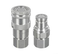 Giunto rapido idraulico con valvola per NPT 1/4 3/8 1/2 3/4 pollici, struttura in acciaio al carbonio e acciaio inossidabile con trattamento zinco bianco, FF Flat Face Quick (G3/8) per)