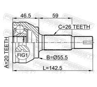 Giunto semiasse Assale anteriore 0110-KSP90 FEBEST per TOYOTA YARIS