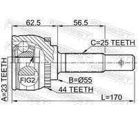 Giunto semiasse Assale anteriore 0210-QG18DEA44 FEBEST per NISSAN ALMERA I