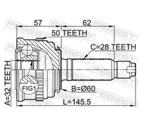 Giunto semiasse Assale anteriore 0310-022A50 FEBEST per HONDA ACCORD V ACCORD VI