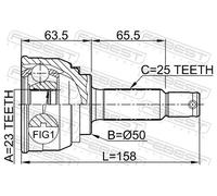 Giunto semiasse Assale anteriore 0410-005 FEBEST per MITSUBISHI HYUNDAI